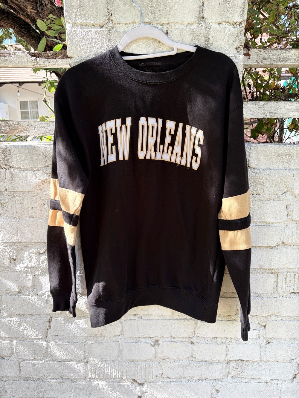 New Orleans Black Crewneck Sweatshirt with Gold Details